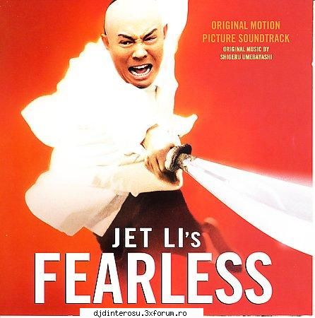 jet li's fearless track list:1. opening title shu jing shen2. shanghai fight3. kids4. master fight5.