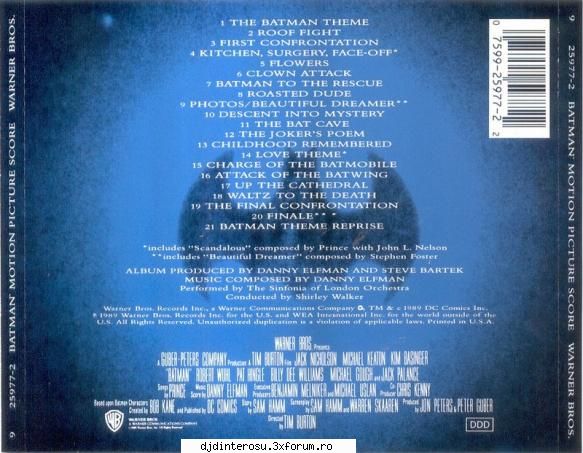Batman - Track List: 1. The Batman Theme 2. Roof Fight 3 - (>Discografi, Albume, OST<)
